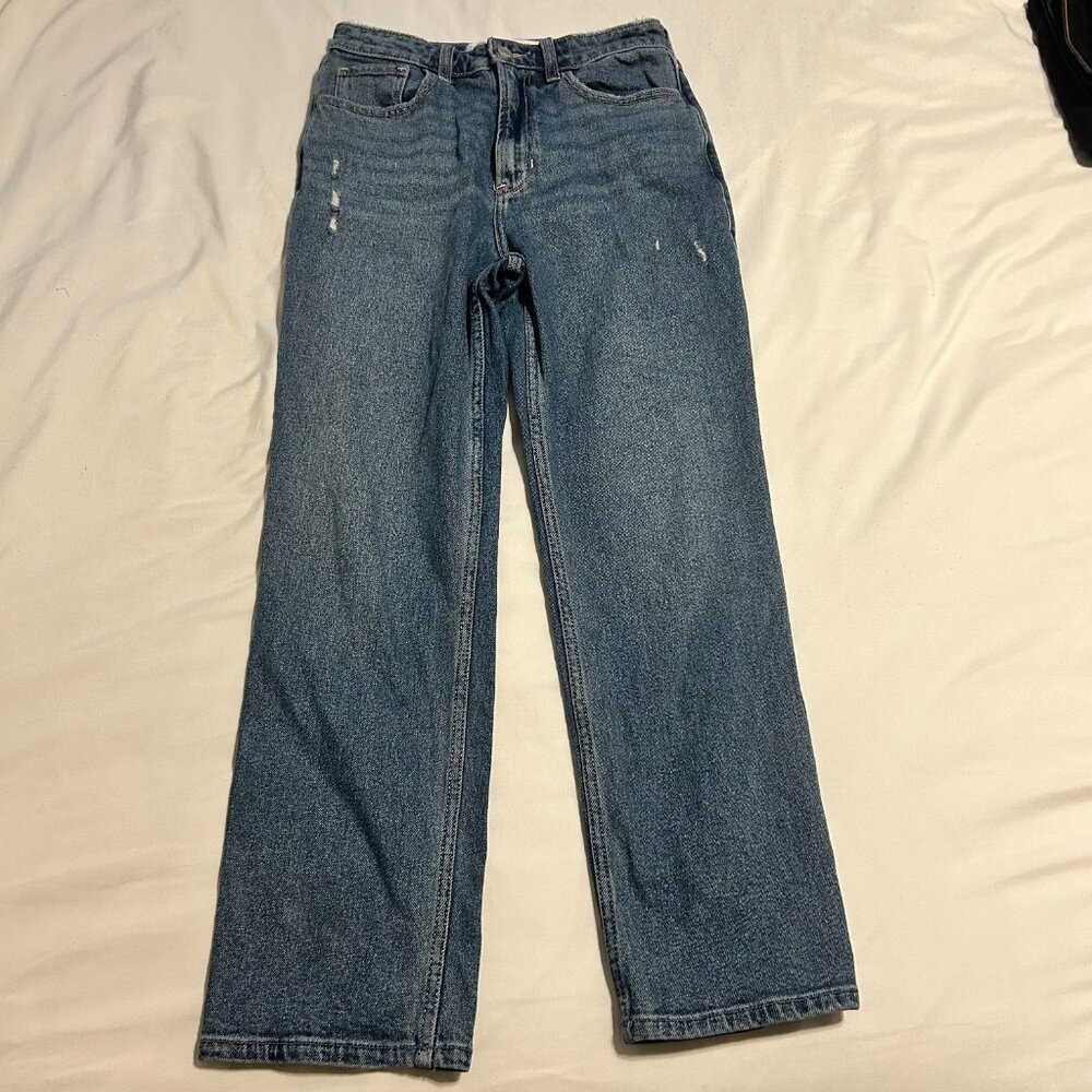Hollister Ultra High-Rise 90s Straight Jeans Women’s 2S W26 Short Blue Denim